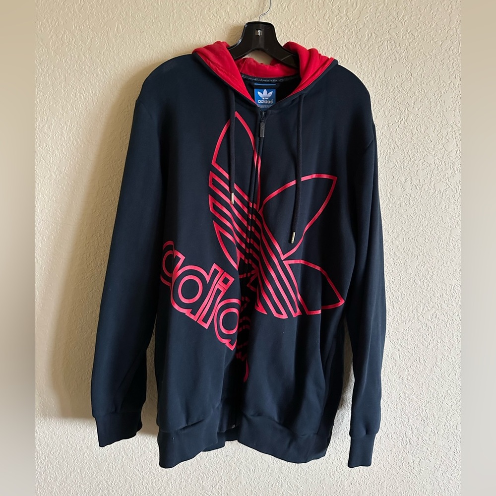 Adidas men’s large zip up red and black and gold